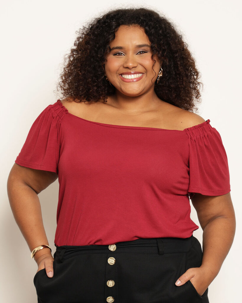 blusa vermelho cereja plus size